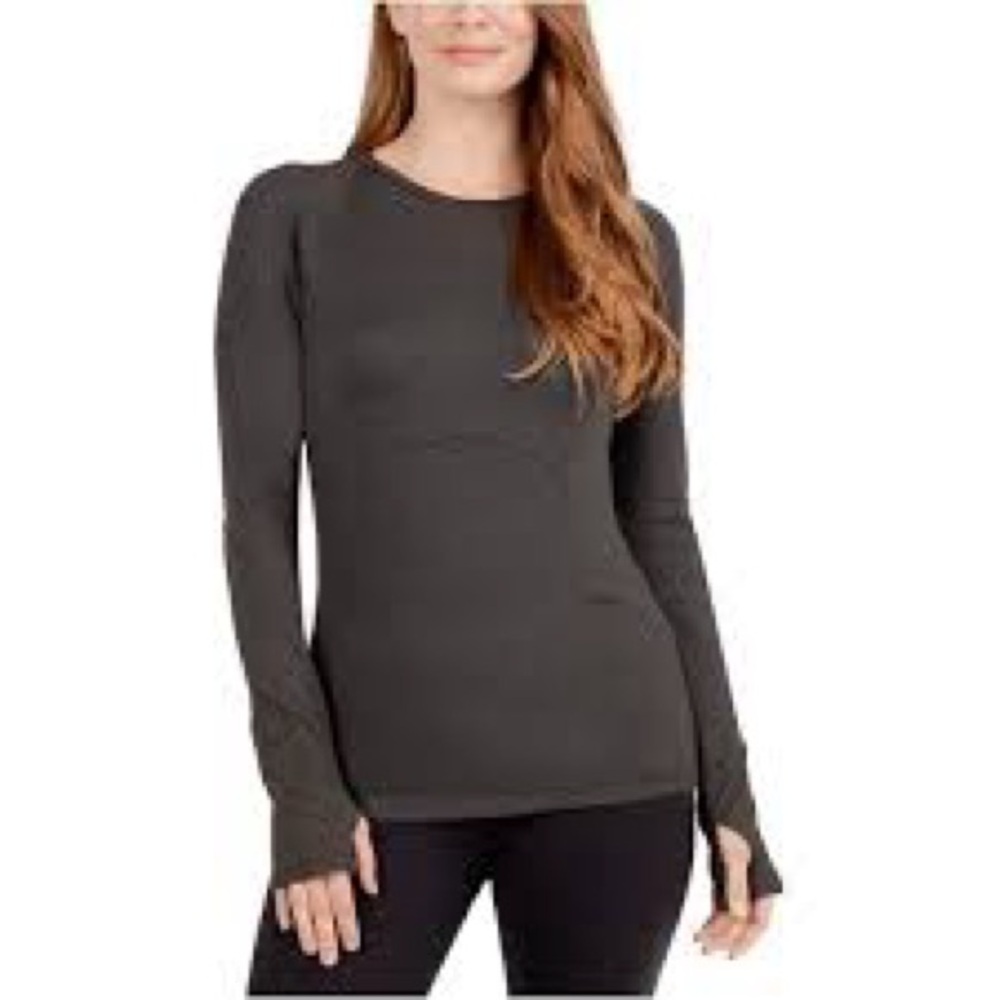 NWOT Spyder Active Blue Grey Long Sleeve Top with Built-In Zip Pocket. Size: L.